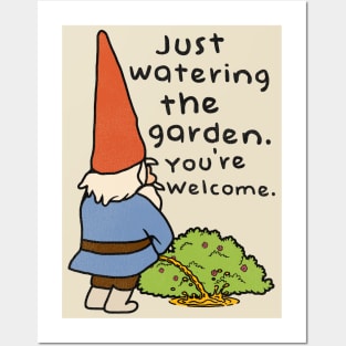 Gnome Watering the Garden Posters and Art